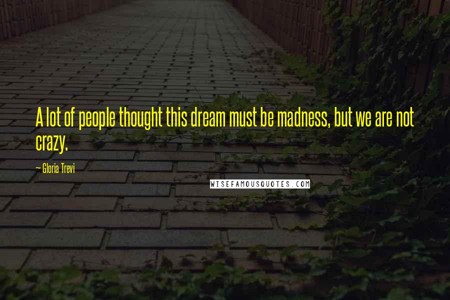 Gloria Trevi Quotes: A lot of people thought this dream must be madness, but we are not crazy.