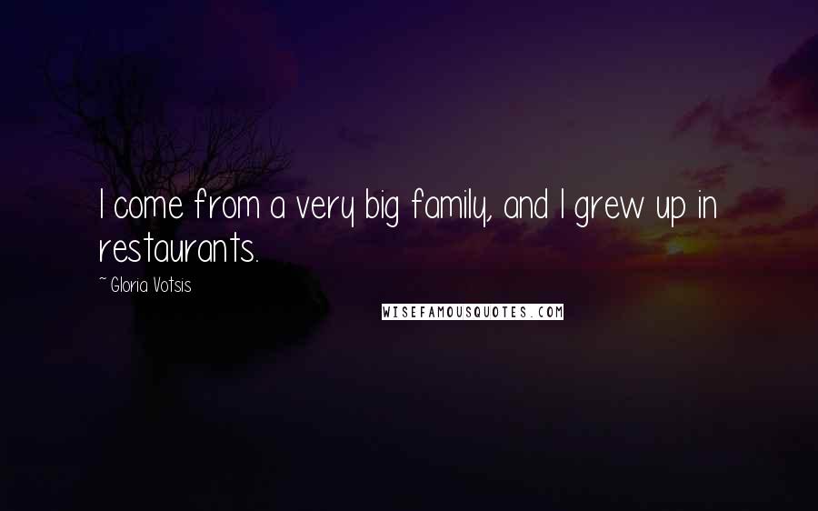 Gloria Votsis Quotes: I come from a very big family, and I grew up in restaurants.