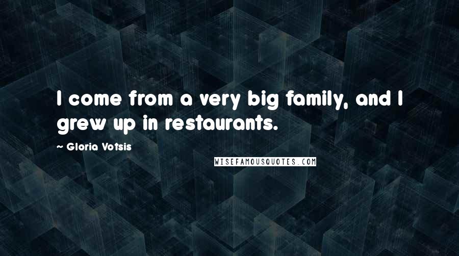 Gloria Votsis Quotes: I come from a very big family, and I grew up in restaurants.