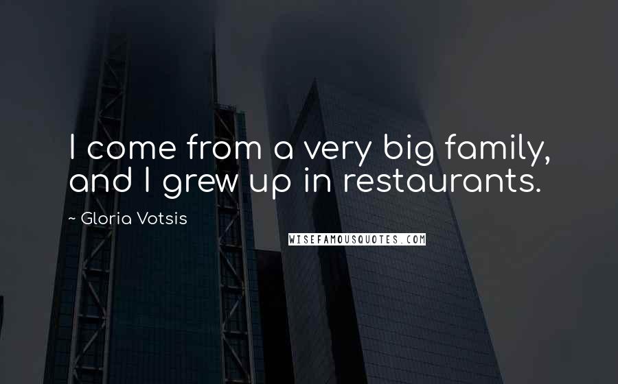 Gloria Votsis Quotes: I come from a very big family, and I grew up in restaurants.