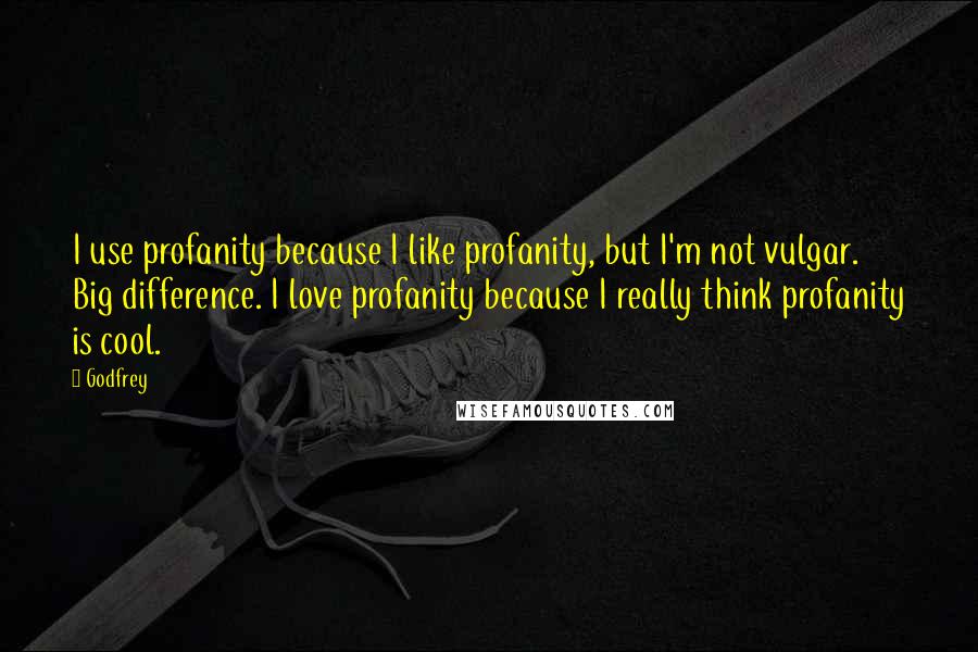 Godfrey Quotes: I use profanity because I like profanity, but I'm not vulgar. Big difference. I love profanity because I really think profanity is cool.