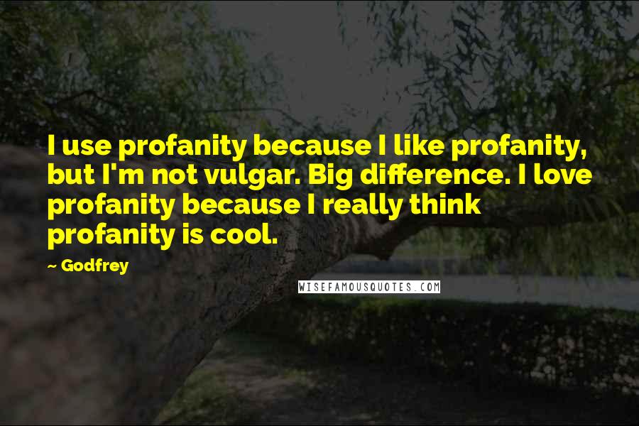 Godfrey Quotes: I use profanity because I like profanity, but I'm not vulgar. Big difference. I love profanity because I really think profanity is cool.