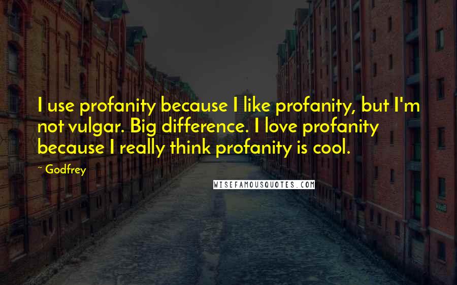 Godfrey Quotes: I use profanity because I like profanity, but I'm not vulgar. Big difference. I love profanity because I really think profanity is cool.