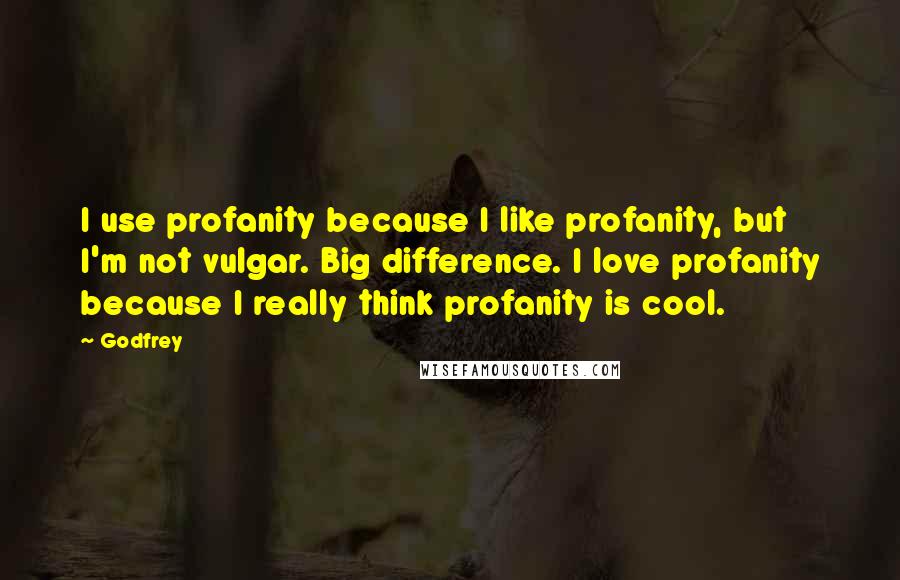 Godfrey Quotes: I use profanity because I like profanity, but I'm not vulgar. Big difference. I love profanity because I really think profanity is cool.