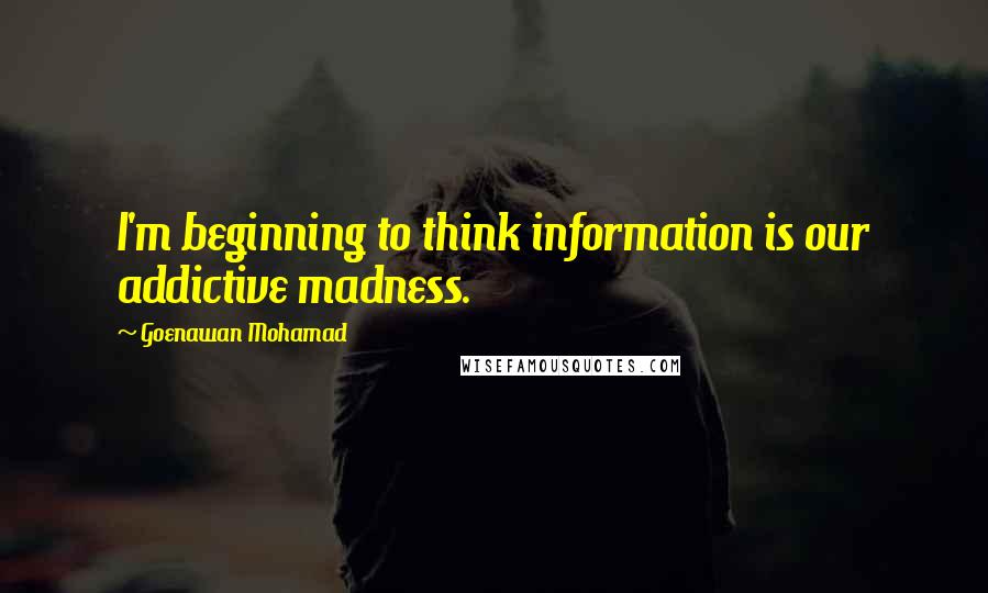 Goenawan Mohamad Quotes: I'm beginning to think information is our addictive madness.