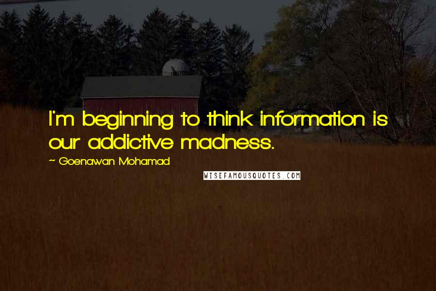 Goenawan Mohamad Quotes: I'm beginning to think information is our addictive madness.