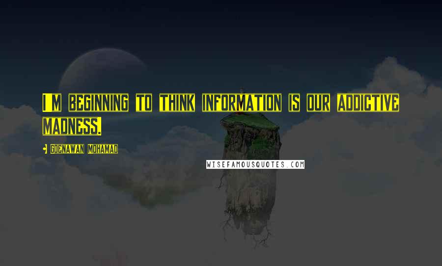 Goenawan Mohamad Quotes: I'm beginning to think information is our addictive madness.