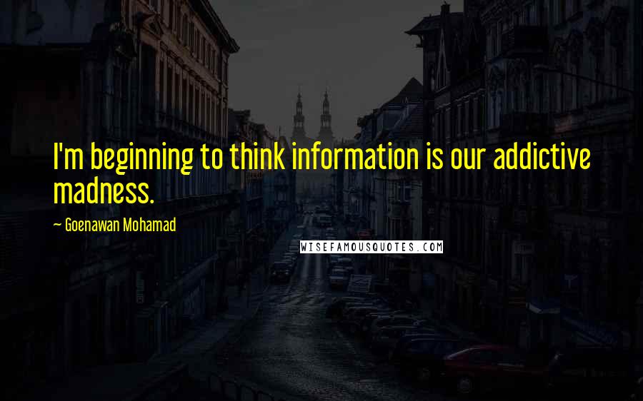 Goenawan Mohamad Quotes: I'm beginning to think information is our addictive madness.