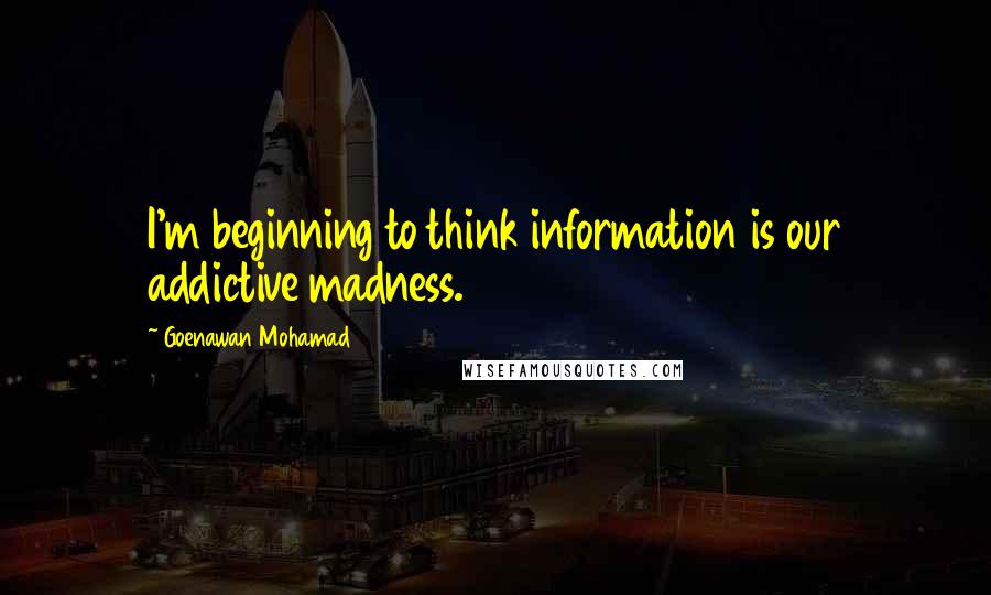 Goenawan Mohamad Quotes: I'm beginning to think information is our addictive madness.