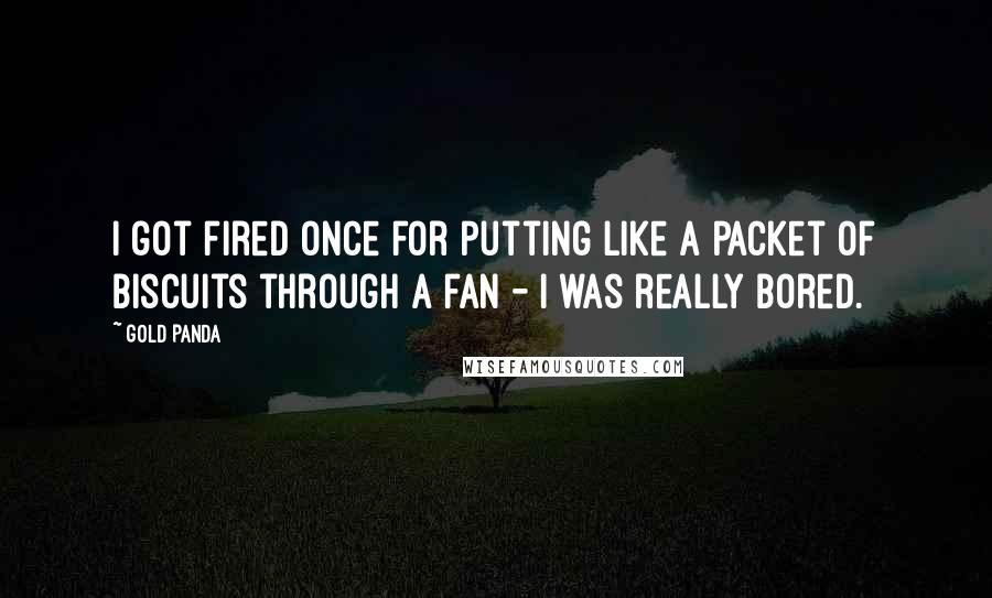 Gold Panda Quotes: I got fired once for putting like a packet of biscuits through a fan - I was really bored.