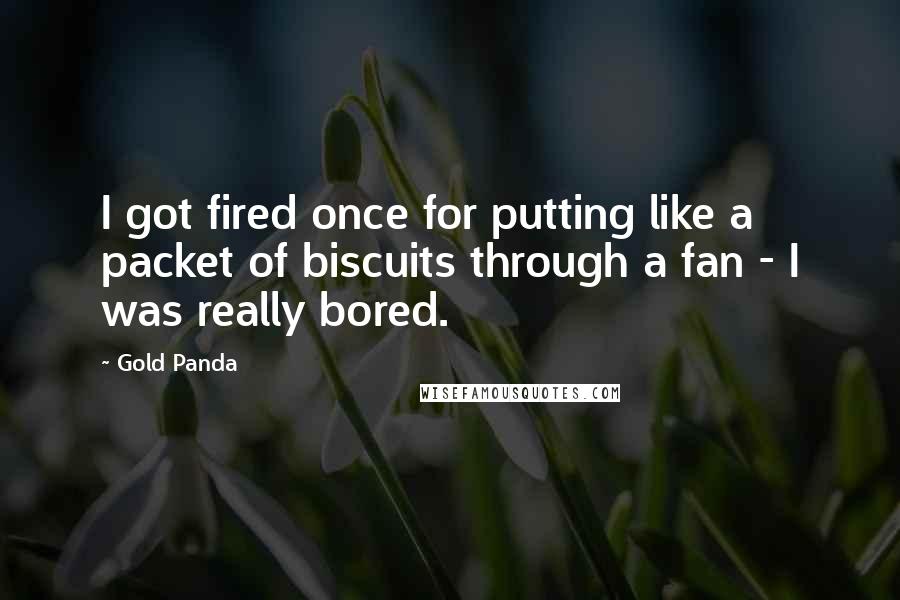 Gold Panda Quotes: I got fired once for putting like a packet of biscuits through a fan - I was really bored.