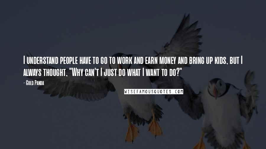 Gold Panda Quotes: I understand people have to go to work and earn money and bring up kids, but I always thought, "Why can't I just do what I want to do?"