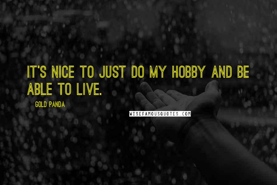 Gold Panda Quotes: It's nice to just do my hobby and be able to live.