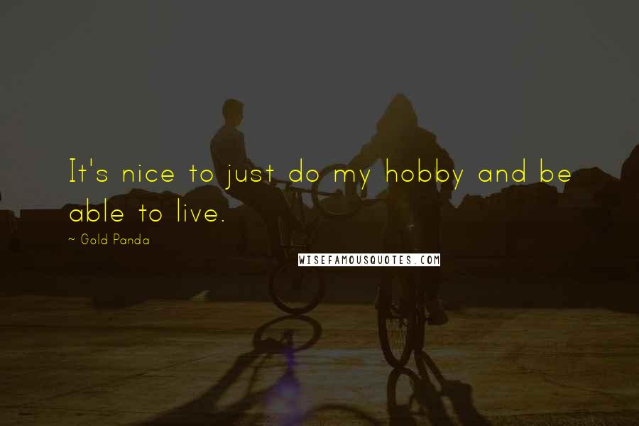 Gold Panda Quotes: It's nice to just do my hobby and be able to live.