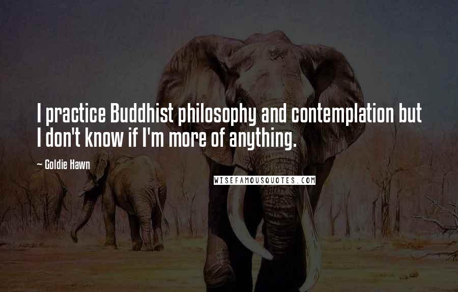 Goldie Hawn Quotes: I practice Buddhist philosophy and contemplation but I don't know if I'm more of anything.