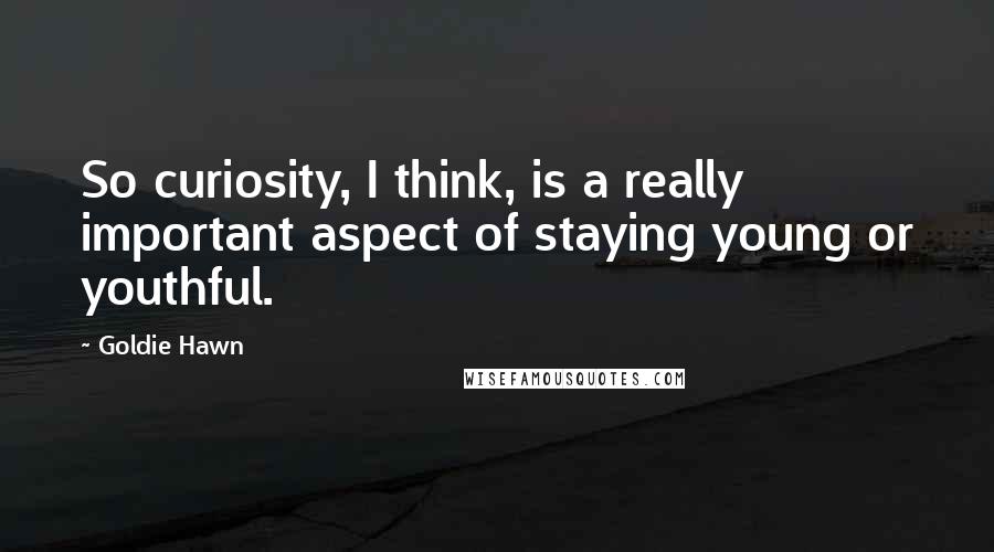 Goldie Hawn Quotes: So curiosity, I think, is a really important aspect of staying young or youthful.