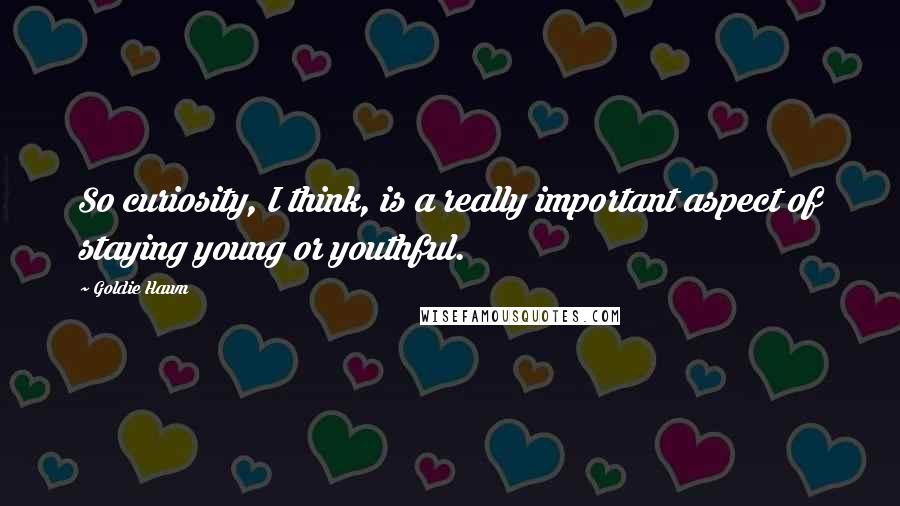 Goldie Hawn Quotes: So curiosity, I think, is a really important aspect of staying young or youthful.