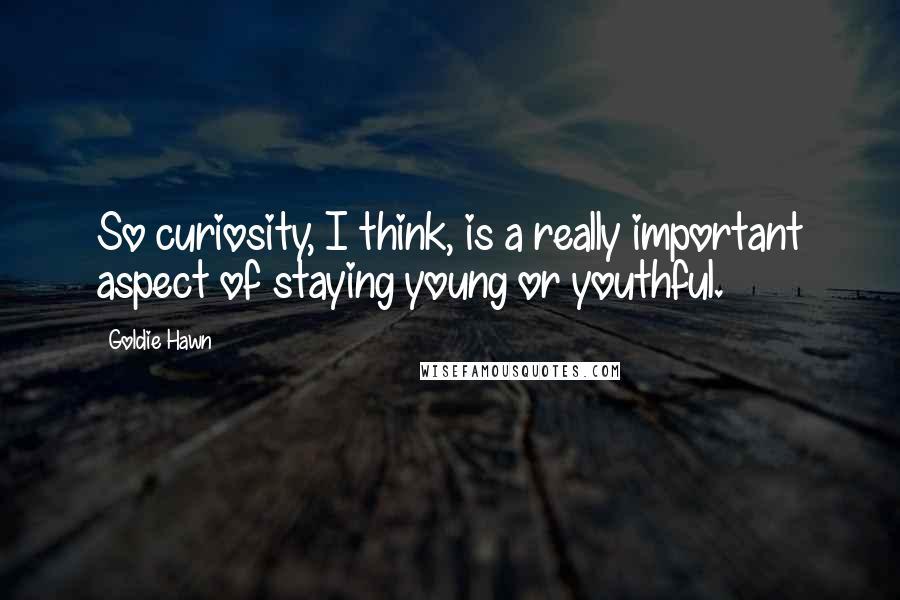 Goldie Hawn Quotes: So curiosity, I think, is a really important aspect of staying young or youthful.