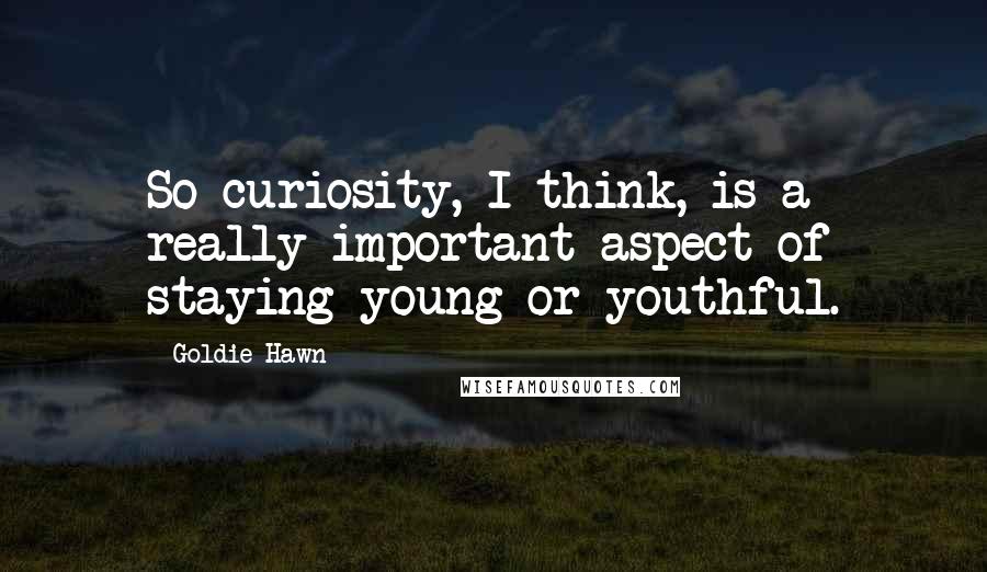 Goldie Hawn Quotes: So curiosity, I think, is a really important aspect of staying young or youthful.