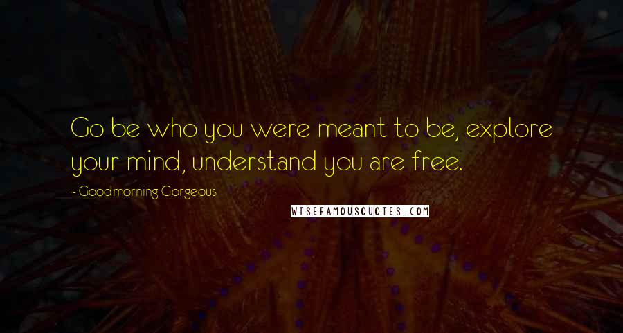 Goodmorning Gorgeous Quotes: Go be who you were meant to be, explore your mind, understand you are free.