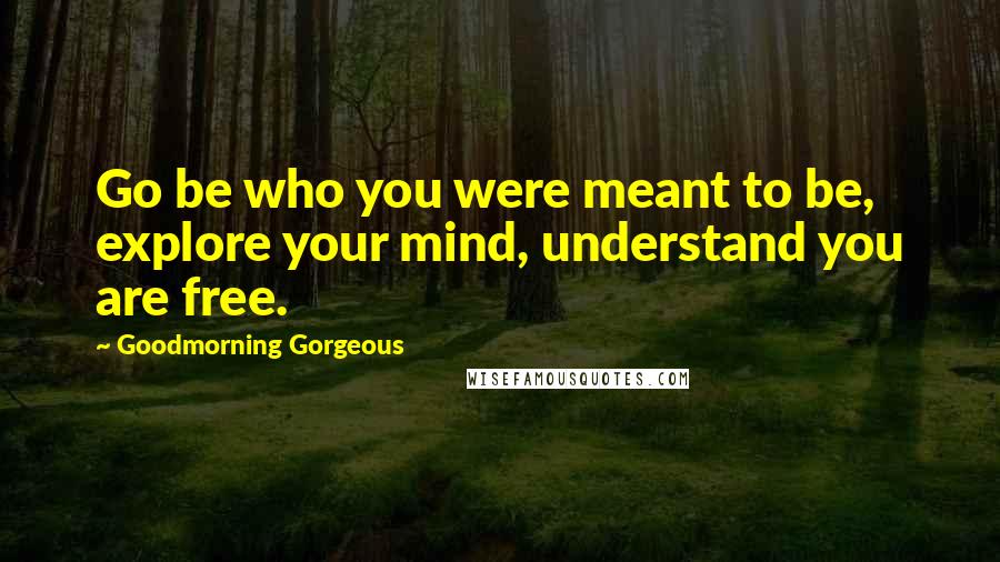 Goodmorning Gorgeous Quotes: Go be who you were meant to be, explore your mind, understand you are free.