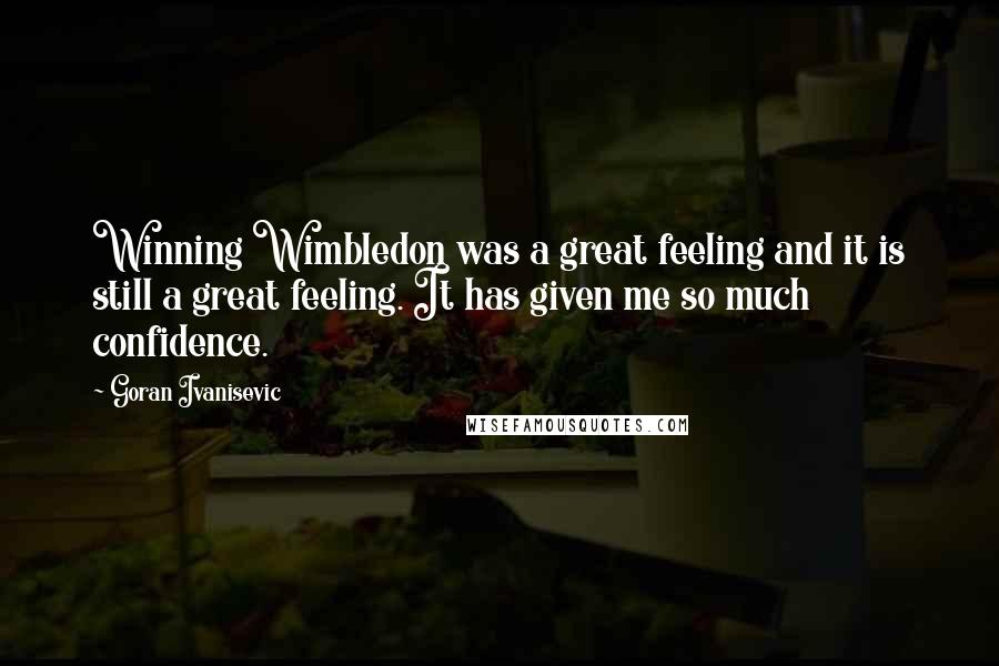 Goran Ivanisevic Quotes: Winning Wimbledon was a great feeling and it is still a great feeling. It has given me so much confidence.