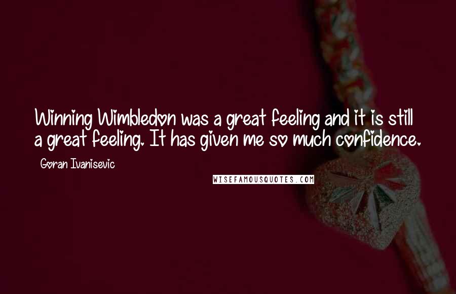 Goran Ivanisevic Quotes: Winning Wimbledon was a great feeling and it is still a great feeling. It has given me so much confidence.