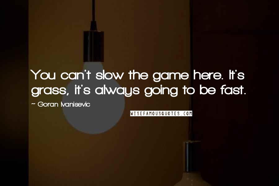 Goran Ivanisevic Quotes: You can't slow the game here. It's grass, it's always going to be fast.