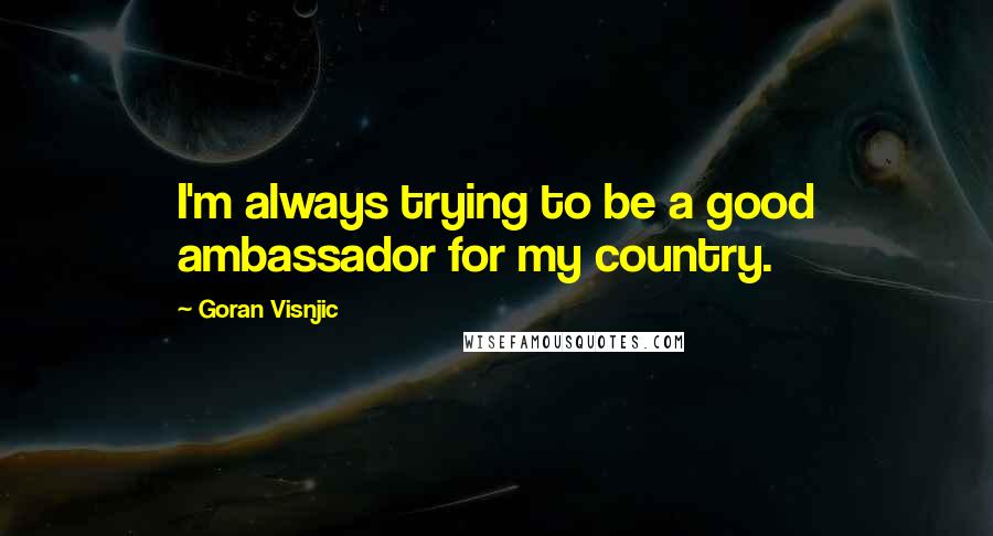 Goran Visnjic Quotes: I'm always trying to be a good ambassador for my country.