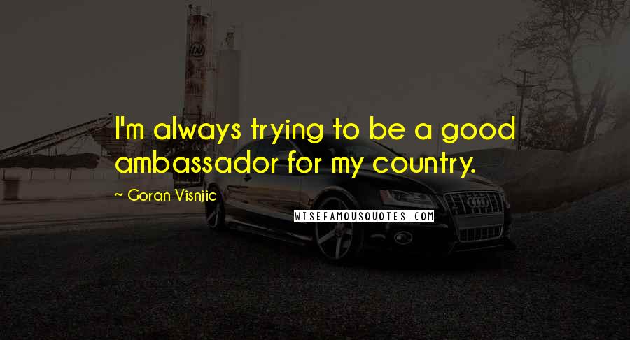 Goran Visnjic Quotes: I'm always trying to be a good ambassador for my country.