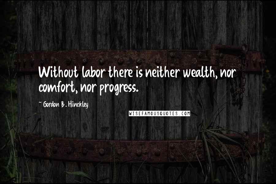 Gordon B. Hinckley Quotes: Without labor there is neither wealth, nor comfort, nor progress.