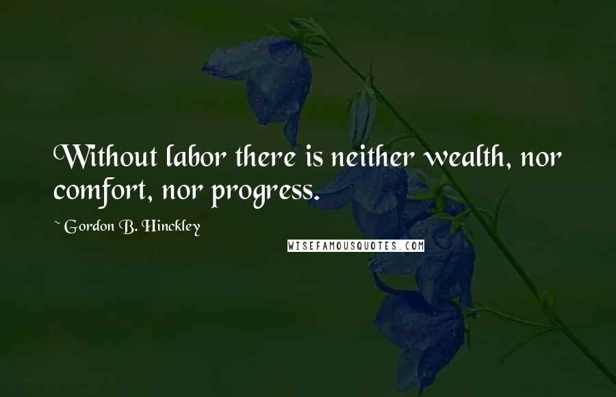 Gordon B. Hinckley Quotes: Without labor there is neither wealth, nor comfort, nor progress.