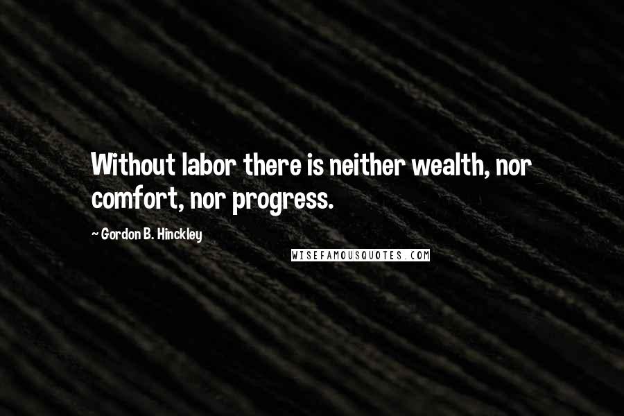 Gordon B. Hinckley Quotes: Without labor there is neither wealth, nor comfort, nor progress.