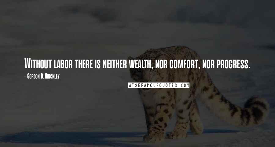 Gordon B. Hinckley Quotes: Without labor there is neither wealth, nor comfort, nor progress.