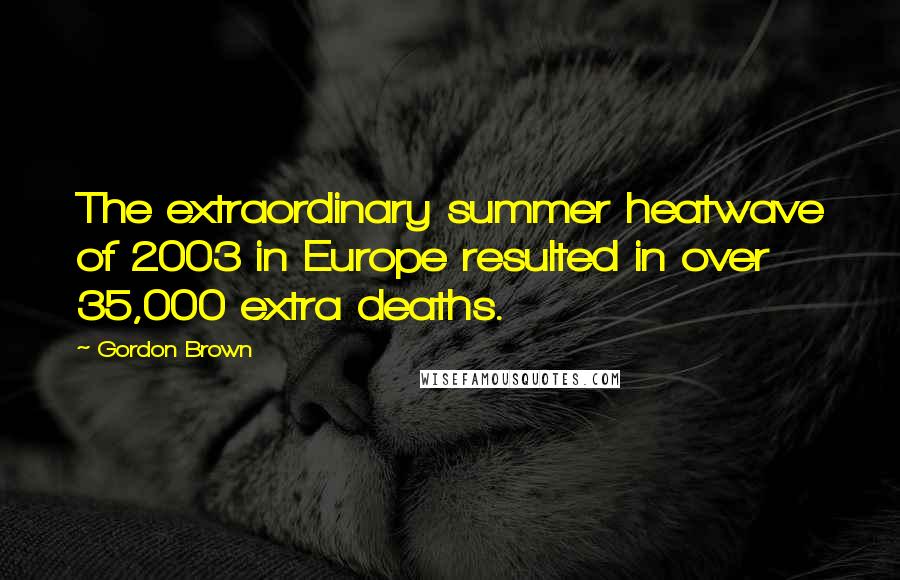 Gordon Brown Quotes: The extraordinary summer heatwave of 2003 in Europe resulted in over 35,000 extra deaths.