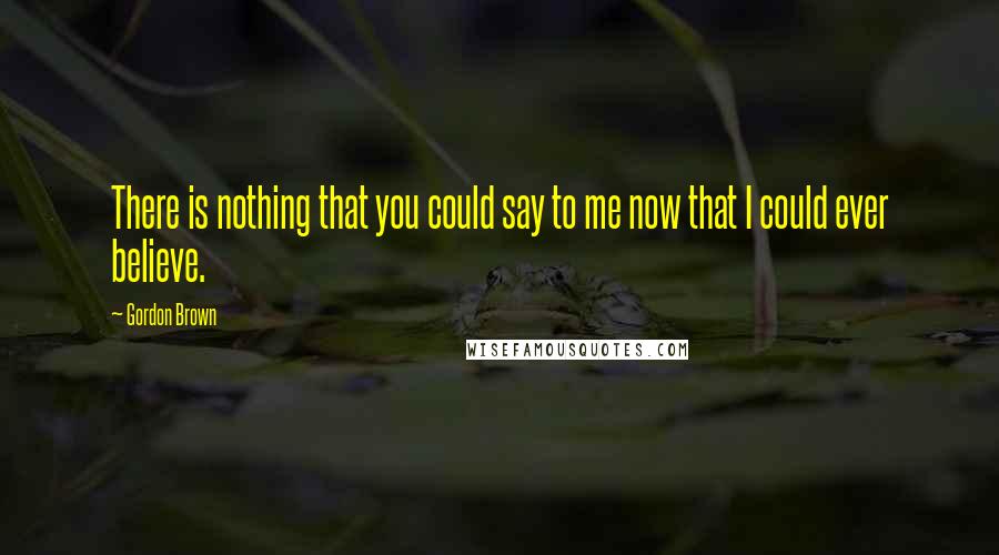 Gordon Brown Quotes: There is nothing that you could say to me now that I could ever believe.