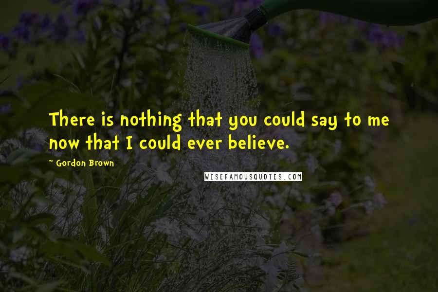 Gordon Brown Quotes: There is nothing that you could say to me now that I could ever believe.