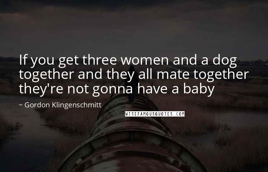 Gordon Klingenschmitt Quotes: If you get three women and a dog together and they all mate together they're not gonna have a baby