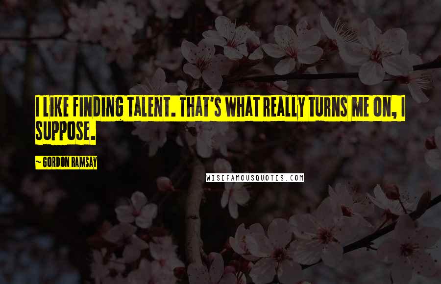 Gordon Ramsay Quotes: I like finding talent. That's what really turns me on, I suppose.