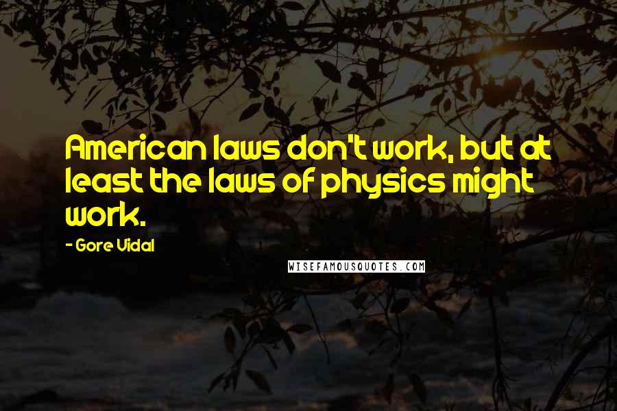 Gore Vidal Quotes: American laws don't work, but at least the laws of physics might work.