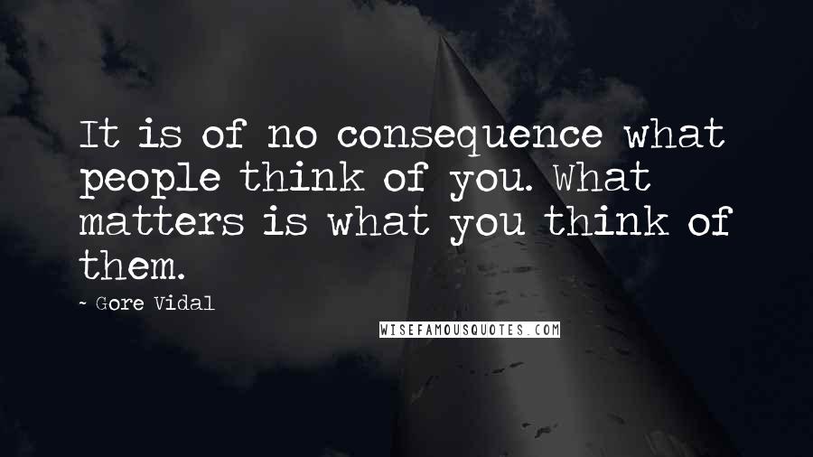 Gore Vidal Quotes: It is of no consequence what people think of you. What matters is what you think of them.