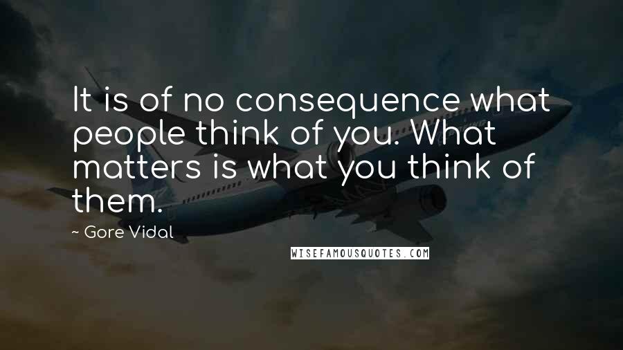 Gore Vidal Quotes: It is of no consequence what people think of you. What matters is what you think of them.