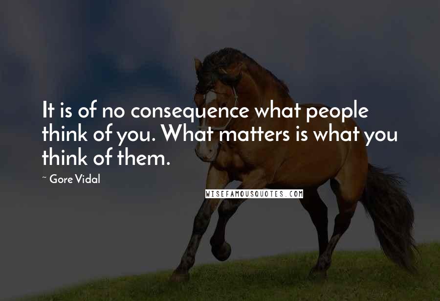 Gore Vidal Quotes: It is of no consequence what people think of you. What matters is what you think of them.