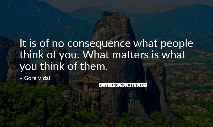 Gore Vidal Quotes: It is of no consequence what people think of you. What matters is what you think of them.