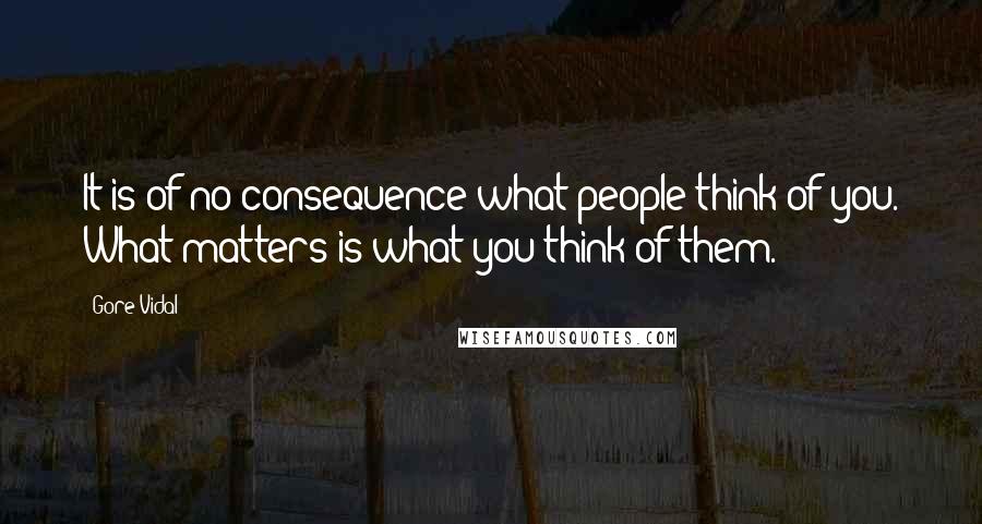 Gore Vidal Quotes: It is of no consequence what people think of you. What matters is what you think of them.