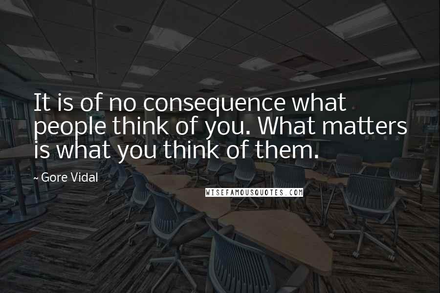 Gore Vidal Quotes: It is of no consequence what people think of you. What matters is what you think of them.