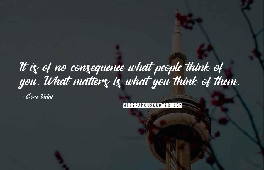 Gore Vidal Quotes: It is of no consequence what people think of you. What matters is what you think of them.