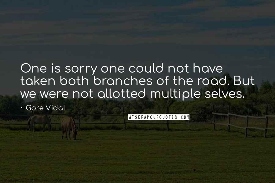 Gore Vidal Quotes: One is sorry one could not have taken both branches of the road. But we were not allotted multiple selves.