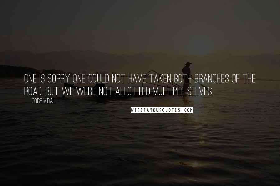 Gore Vidal Quotes: One is sorry one could not have taken both branches of the road. But we were not allotted multiple selves.