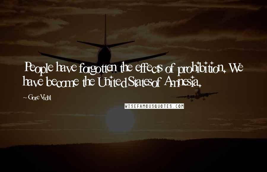 Gore Vidal Quotes: People have forgotten the effects of prohibition. We have become the United Statesof Amnesia.